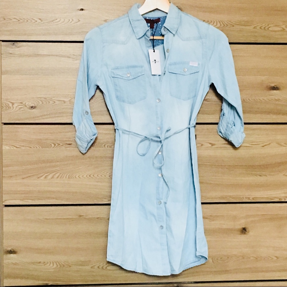 NWT 7 For All Mankind Chambray blue denim dress L